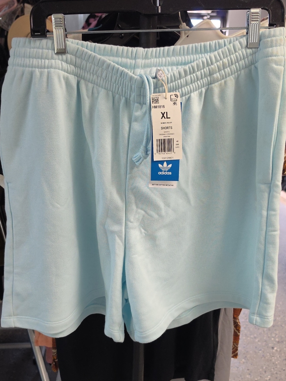 adidas Men's Light Aqua Athletic Shorts with Drawstring